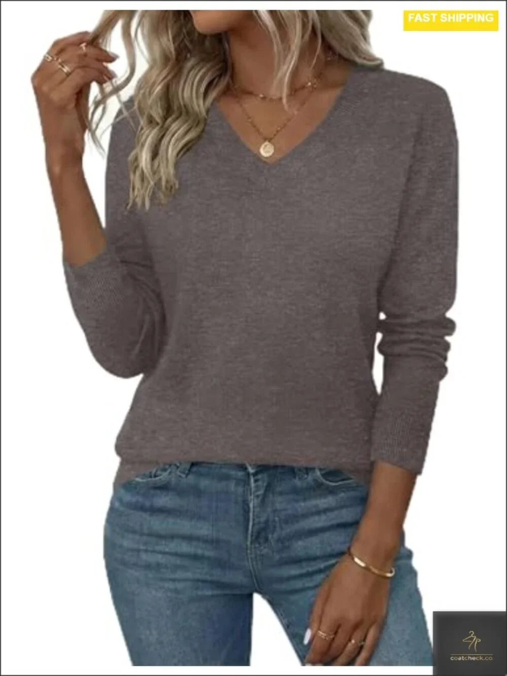 Wool Blend V Neck Long Sleeve Pullover Sweater Business Casual
